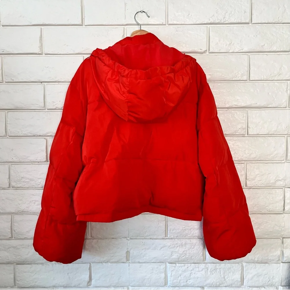 Alo Introspective Cherry Red Quilted Puffer Jacket Large